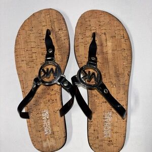 Michael Kors Black Cork Flip Flops